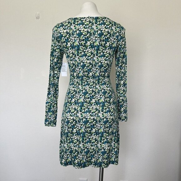 BP Floral long Sleeve Shift Dress Aqua Blue Green XXSMALL XXS 00 - Picture 6 of 9